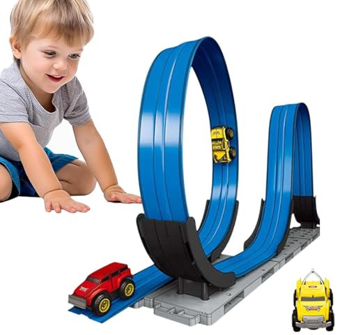 Derwrtup Rennstrecke, Slotcar-Rennstrecke, Magnetische Autorennbahn mit 1 Auto, Autorennen-Spiele, Rennauto-Spielzeug, Auto-Rennstrecken-Spielset für Kinder, Mädchen, Teenager, alle Altersgruppen