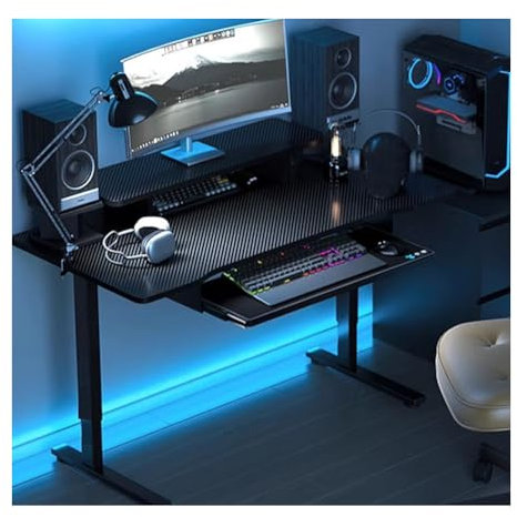 HGTRH Height-Adjustable Desk, Standing Desk with Keyboard Shelf Monitor Shelf Sit-Stand Desk Computer Desk Seat/Stand Home Office Desk Height Adjustment 60~80cm Brown Surface B 100x60x80cm
