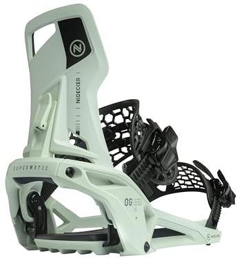 Nidecker OG Supermatic Snowboard Bindungen – Auto Open System mit verstellbarem Highback - L - Mint