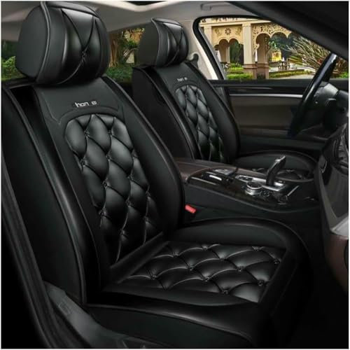 ZXKYLFFF Autositzbezüge passend für BMW 3er-Serie 320d E90 320i E90 325i E90 330d E90 330xd E90, wasserdichtes 5-Sitz-Sitzkissen aus Leder, schützt den Sitzbezug, Schwarz