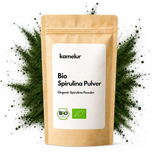Kamelur Bio Spirulina Pulver grün 500g – Bio Algen schonend getrocknet & fein gemahlen – Algenpulver Spirulina aus kontrolliert biologischem Anbau
