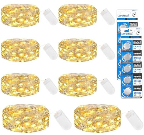 LED Mini Lichterkette mit Batterie,10 Stk 2M 20 LED Mini Lichterkette Batterie Klein mit 10 Batterie, Wasserdicht Led Lichterkette Innen Außen, DIY Lichterketten mit Batterien für Hochzeit Weihnachten