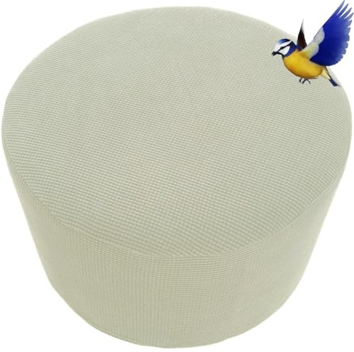 QOEUIUJ Runde Hocker Hussen für Fußhocker Stretch-Ottomanenbezug mit Elastischer Unterseite Fußhocker-Überzug, Fußhocker-Überzug, Luxuriöser Samt-Pouf-Überzug Für Wohnzimmer(Beige,24/60cm)