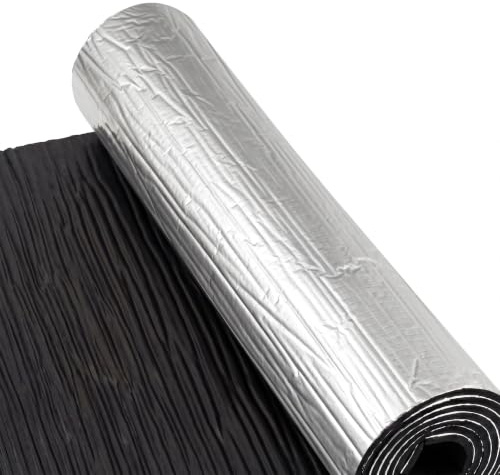 Pamatio 10m x 25 cm(2.5㎡) Camper Van Thermal Acoustic Insulation Roll 5mm Thick Self Adhesive Aluminium Foil Insulation Soundproofing Mat for Walls Roofs, Vans