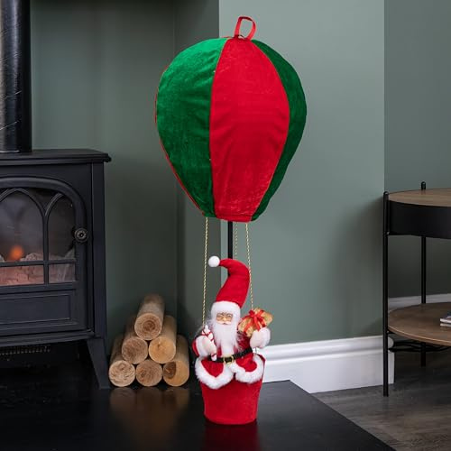 80cm Red and Green Santa's Hot Air Balloon Hanging Christmas Decoration