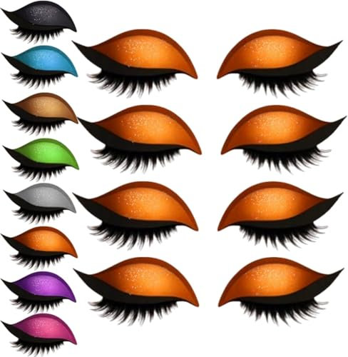 Lazy Eye Shadow Eyelash Patch,4/8 paires Faux-cils, autocollants de maquillage réutilisables 2 en 1 avec faux cils et ombre, faux cils naturels pour toutes les formes d'yeux (Orange, 8paires)