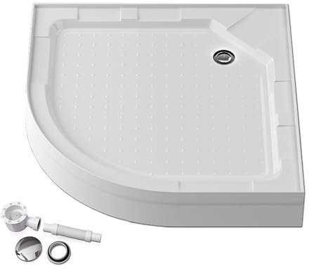 Bac de Douche D'angle, Kit de Receveur de Douche, avec Surface Granulaire Antidérapante, Caniveaux de Dérivation, Pieds Réglables, Capacité de Charge de 250 Kg(90x90cm/35x35)