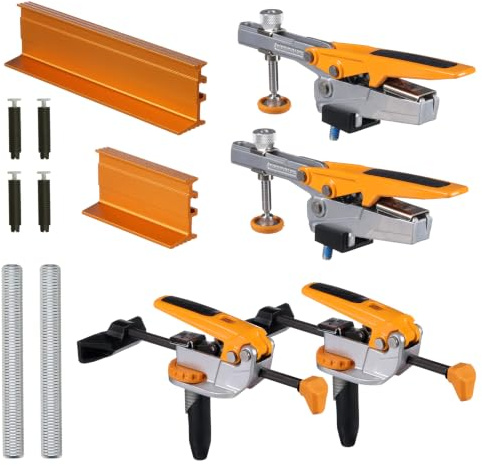 Bora Deluxe Dog Clamp Package with Auto-Adjust Technology | 8-inch and 4-inch dog fences, in-line and horizontal clamps, Festool and Euro-Style bench compatible