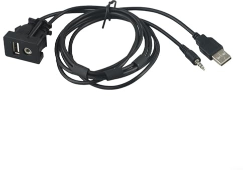 Auto-Armaturenbrett-USB-Port mit 3 5 mm AUX-Verlängerungskabel-Panel für 12-V-Fahrzeuge mit ABS und Installation
