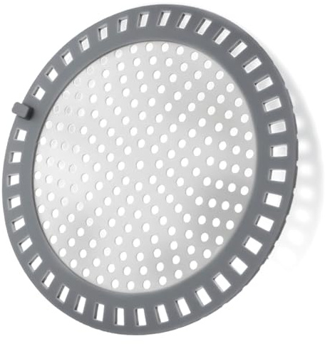 Abflusssieb Silikon Haarsieb Dusche, 12cm Duschablauf Abdeckung Edelstahl Abflussstopfen mit Silikonrand, Rund Flach Haarfalle für Regelmäßige Abflüsse von Duschraum Badezimmer