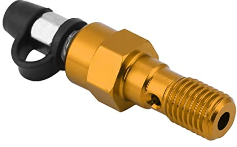 aqxreight M10 X 1,0 Mm Motorrad-Bremsen-Entlüftungsschraubennippel, Aluminium-Bremssattel-Entlüftungsventil mit Staubkappe, für den Austausch der Vorderen und Hinteren Bremsleitungen (GOLD)
