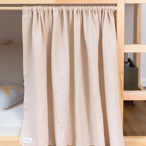 Limmaland Musselin-Vorhang für IKEA KURA Kinderbett - Creme | 100% Baumwolle, waschbar bei 30°C · weicher Musselin-Stoff · 1x Vorhang, passend zur Vorhangstange
