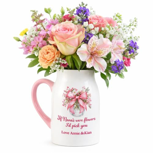 Personalised Mothers Day Vase For Flowers Mum Nanny Nan