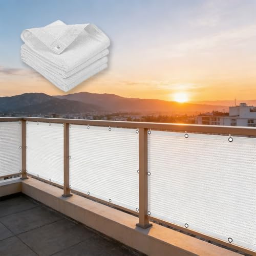 Brise-Vue Occultant 100 x 200 cm, Latéral Balcon BriseVue, Diverses Couleurs Tailles Au Choix Brise Jardin Vue Occultant, avec Œillets pour Porches, Blanc
