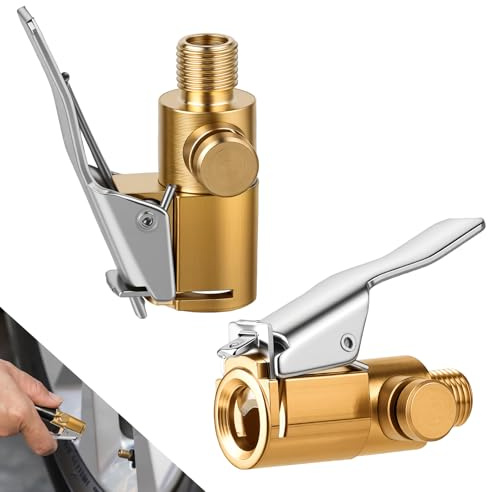 MOXYOY 2-Pack Tyre Air Chuck Inflator, 8mm Brass Tyre Pump Adapter with Quick Release Button, Tyre Inflator Adaptor, Car Valve Lever Plug Air Chuck for Tire, Car Pump Accessories