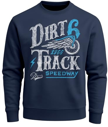 Neverless Herren Sweatshirt Dirt Track Biker Retro Vintage Rundhals-Pullover