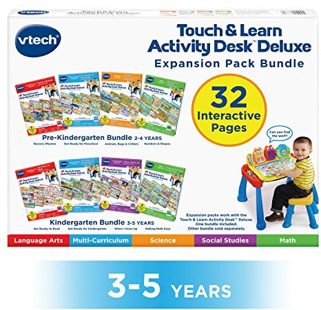 VTech 80-225100 Aktivitäts-Schreibtisch, 4-in-1 Kindergarten-Erweiterungspack, für Alter 3-5, Mehrfarbig