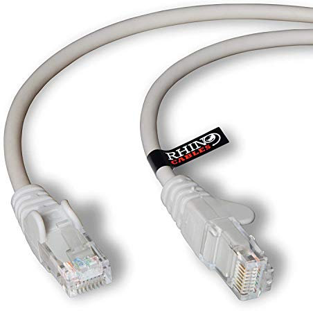rhinocables CAT 6 High-Speed Gigabit Ethernet Cable - Patch Network Lead for LAN| Snagless UTP With LSZH Jacket | RJ45 Connector - Internet, Router, Modem, Smart TV, PC & More (3m, Grey, Pack of 1)
