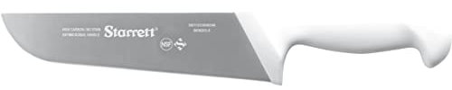 Starrett Professional Butchers Knife - BKW203-8 Wide straight 8 Inch Ultra Sharp Sanitized Steel Blade - White Handle Kitchen Chef's Knife