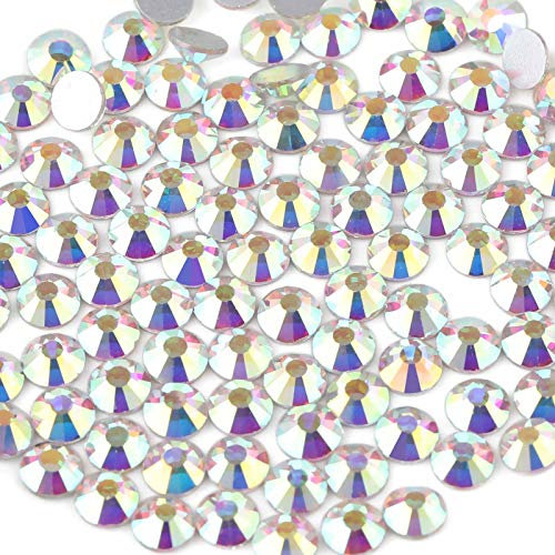 Beadsland 1440 Piece Flat Back Crystal Rhinestones Round Gems,1.3mm-6.5mm, CrystalAB (SS20AB(4.9-5.0mm))