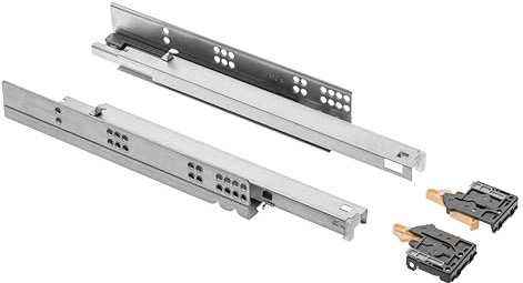 GTV - Unterflurführungen 1 Paar Schubladenauszüge mit Soft Close System - Schubladenschienen Selbsteinzug - Modern Slide mit Dämpfung, Vollauszug, 600 mm, Belastbar bis 35 Kg