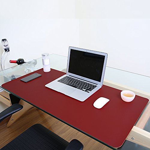 Paramount City Wasserdichte Schreibtischunterlage, Büro-Laptop-Schreibtischunterlage, PU-Leder-Schreibtischunterlage, Schreibtisch-Schreibunterlage mit doppeltem Verwendungszweck(Rot,120 x 60cm)