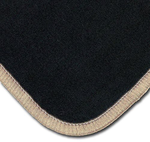 Bär-AfC Auto Fußmatten Classic passend für Renault Clio 3 Typ R 2005-2008, Autoteppiche Nadelvlies Schwarz, Rand Kettelung Beige, Set 4-teilig, RE04210n