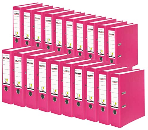 FALKEN 20x PP-Color Kunststoff-Ordner 8 cm breit DIN A4 pink | Made in Germany Kunststoffbezug außen Papierbezug innen Vegan