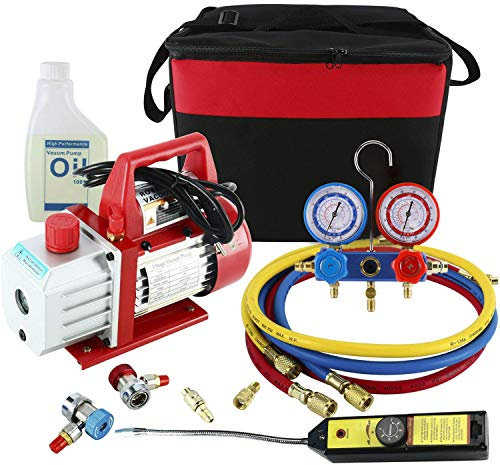 YaeTek 4CFM 1/3HP Rotary Vane Air Vacuum Pump HVAC A/C Kit di Refrigerazione AC Manifold Gauge Set w/Rilevatore di perdite R410a R134a R12 R22 R404