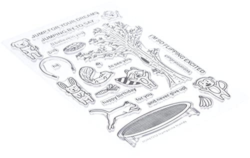 Ranger HUR-67252 Simon Hurley Create Cling Stamps Trampolin Friends, 15,2 x 22,9 cm, transparent, Farblos, c1
