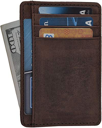 Oak Leathers Leather Wallet for Men & Women - RFID Wallet Slim Credit Card Holder 1 ID Window Thin Wallets Front Pocket