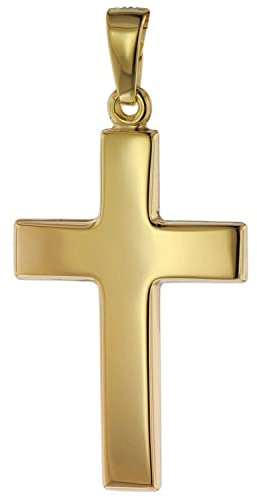 trendor Anhänger Kreuz Gold 585 (14 Karat) 24 mm Damen und Herren Goldanhänger, modischer Kreuzanhänger, Geschenkidee, eleganter Schmuck aus Echtgold 75268