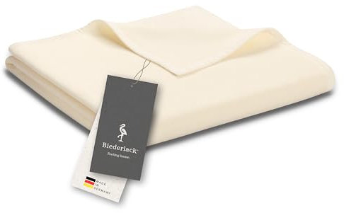 biederlack® flauschig-weiche Kuscheldecke aus Baumwollmischgewebe I Made in Germany I Öko-Tex Made in Green I nachhaltig produziert I einfarbige Wohndecke Cotton Uni - Natur I XL Decke in 180x220 cm