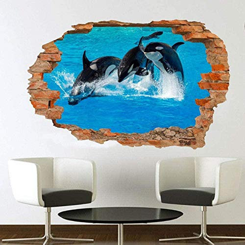 HUJL Wandtattoo Ozeanwal Orca Wandaufkleber 3D Kunst Wandtattoo Aufkleber Home Office Dekoration