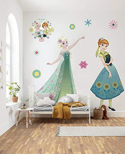 Komar Disney selbstklebende und konturgeschnittene Vlies Fototapete Frozen Springtime XXL - Größe: 127 x 200 cm - Wandtattoo, Kinderzimmer