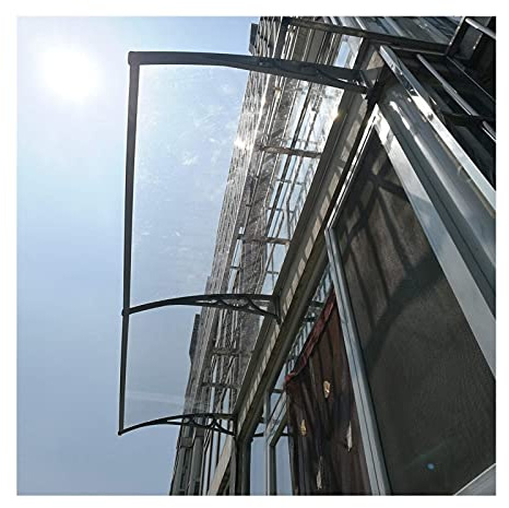 Türfenster-Markise, transparente Dachüberdachung im Freien, erweiterbare Regen- und Schneedecke für Veranda, Sondergröße (Farbe: Klar, Größe: 80x160 cm)