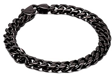 Gualiy Armschmuck Herren Herren Armband Edelstahl Schwarz Panzerkette Armband 21.5cm Schwarz