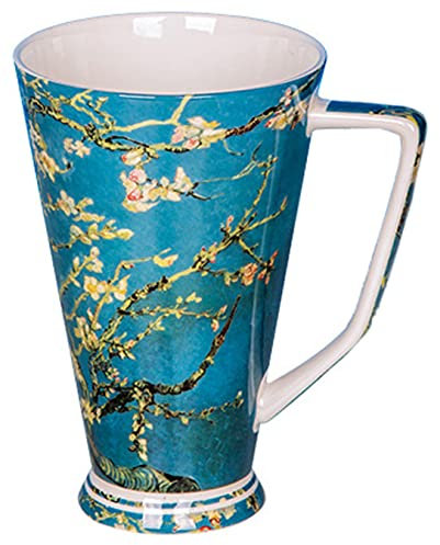 Eplze YBK Tech Tazza da tè in porcellana Bone China, 540 ml, grande tazza da caffè per amanti del tè e amanti dell'arte, serie Van Gogh pittura a olio (fiore di albicocca)