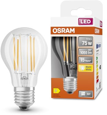 OSRAM LED Star Classic A, Sockel: E27, Nicht Dimmbar, Warmweiß, Ersetzt eine herkömmliche 75 Watt Lampe, Filament, 6er-Pack