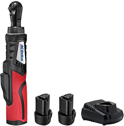 ACDelco ARW1210-2P2 G12 Lithium-Ion 12V (10.8V) Brushless Electric 1/4” Cordless Ratchet Wrench Set Power Tool Kit | Tool Set Includes x2 Battey Packs & Charger