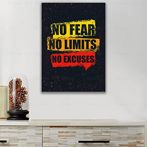 No Fear Inspirierendes Zitat Poster und Druck auf Leinwand, Kunstwand, Motivierende Zitate, Bild für Wohnzimmer, Heimdekoration, 40 x 60 cm, rahmenlos