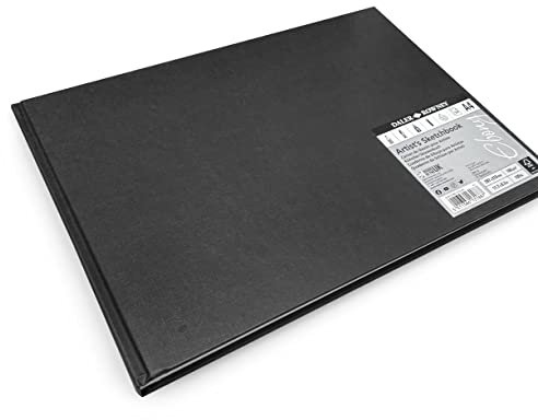 Daler Rowney Künstler-Skizzenbuch, Ebenholz, Querformat, 54 Seiten, säurefrei, schwarzer Einband
