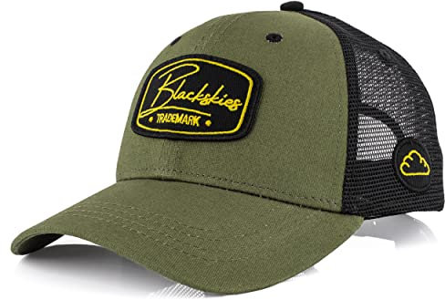 Blackskies® Race Baseball Cap | Herren Damen Premium Trucker Cap | Snapback Schirm Mütze Kappe Basecap Olive-Schwarz-Olive
