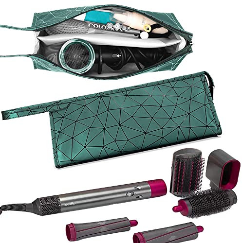 DXIA Waterproof Hairdryer Dryer Storage Bag, Hairdryer PU Leather Case Portable Travel Sleeve Bag, Organizer Portable Dustproof Storage Bag Travel Case, for Dyson Supersonic Hair Dryer (Green)