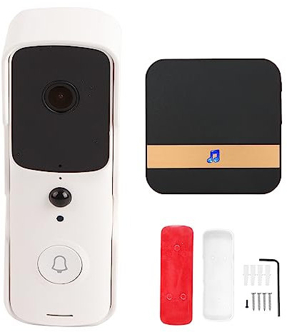 SYH&AQYE Wireless Doorbell Camera, 10M IR Night Vision Ring Video Doorbell, WiFi 1080p HD Smart Video Doorbell Camera, Waterproof, HD Live Image, 24H Automatic Anomaly Detection(UK)