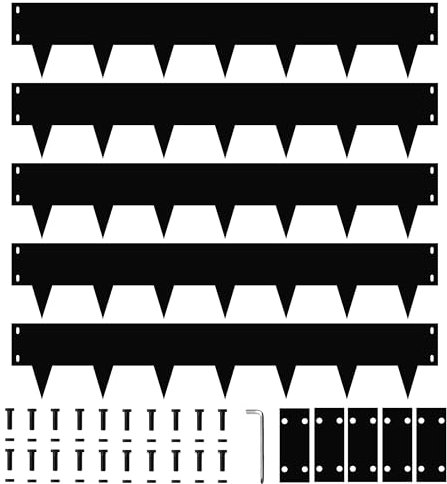 Metal Lawn Edging, 5-Pack Flexible Decorative Garden Edging Border Steel Lawn Edging Strip 100CM L x 18CM H, Hammer-in Garden Borders Edging, Metal Edging for Garden Yard (Black, 18CM H x 500CM L)