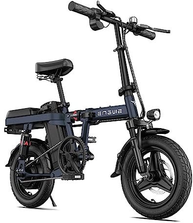 ENGWE T14 Folding Electric Bike 14'' Tires Portable E-bike, 48V 10Ah Removable Battery, 25 km/h Speed for Range of 70 km, City EBike for Adults Teens (Blue)