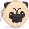 Lederow Mops Geldbörse Damen klein Leder mit Schlüsselring inkl. Geschenkbox - Mini Portmonee Münzbörse Frauen Kinder für Schlüssel und Münzen - Echtleder Kindergeldbörse Mops Beige