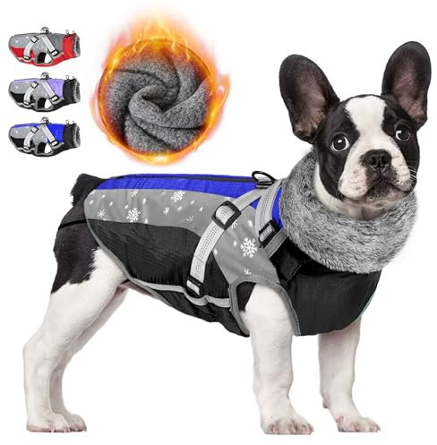 Nasjac Winter Hundemantel mit abnehmbarem Geschirr, wasserdichte Fleece warm hundejacke für kleine mittlere große Hunde, reflektierende einstellbare pelzige Hundekleidung Outdoor Hunter Weste