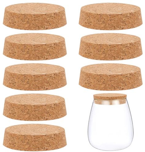 BENECREAT 12 Stück Konische Korkstopfen Aus Holz, BurlyWood Korken Aus Weichem Holz Zum Basteln von Wein-Bierflaschen, 62 mm In Durchmesser, 15 mm Dick